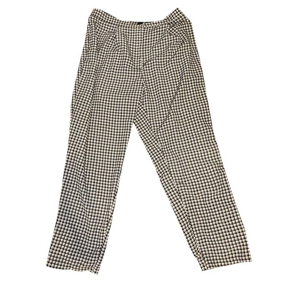 h&m divided gingham, plaid straight-leg trousers, slacks - Picture 1 of 3